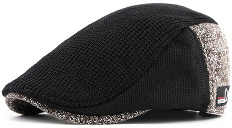 Bigoco Schiebermütze Herren Schirmmützen Baskenmütze Newsboy Beret Hut,Flatmütze Baumwolle 1920 Stil Einstellbare Cabbie Gatsby Barett Cap