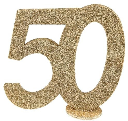 PAINT IT EASY NEU Aufsteller Geburtstags-Zahl 50, Glitter-Gold, ca. 10cm