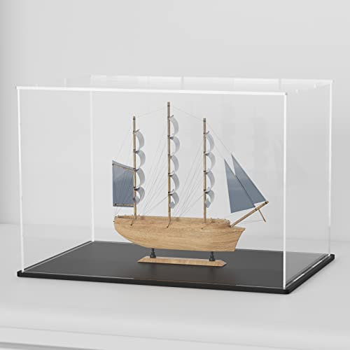 CRMPro Transparente Acryl-Vitrine mit mattschwarzem Boden und Deckel, staubdichte Acryl-Vitrine, würfelförmige Arbeitsplattenbox für große Sammlerstücke (30,5 x 20,3 x 20,3 cm)