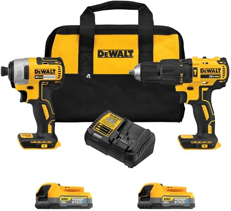 DEWALT 20V MAX Drill and Impact Driver, Power Tool Set, 2 POWERSTACK Batteries Included (DCK274E2)