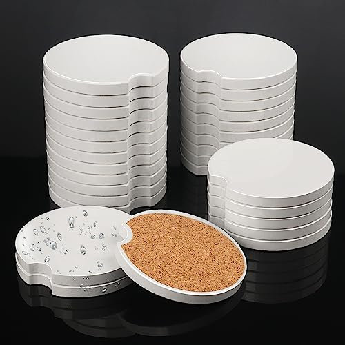 40 PCS 2.56 in Sublimation Car Coasters, Auto Coasters for Cup Holders, Auto Cupholder Coaster with Finger Notch and DIY Personalization Option,Keep Car from Cold Drink Sweat Stain Spill,by GNIEMCKIN