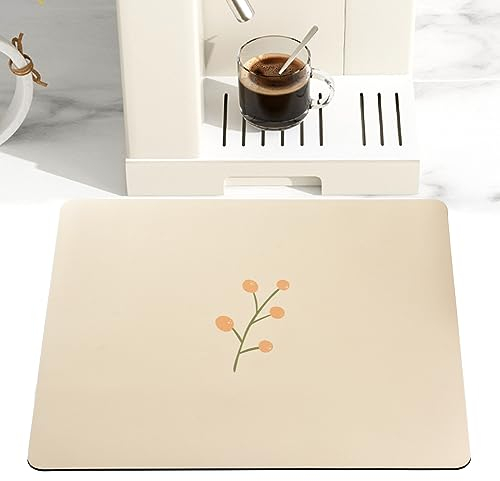 Tapis de café 40x50cm, tapis de séchage de comptoir de cuisine les taches cachées tapis de bar support en caoutchouc adapté au support de vaisselle de machine à expresso sous la machine à café(Crème)