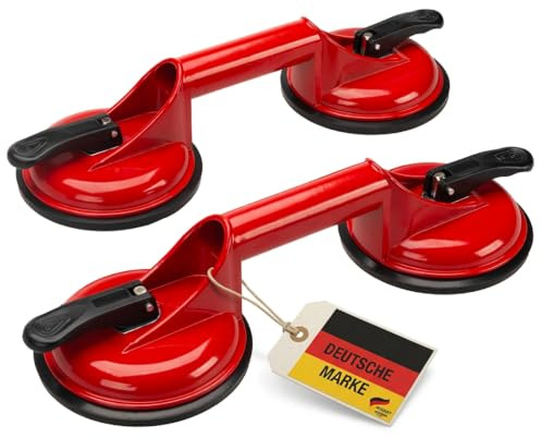 Werkzeugkönig Profi Saugheber 2-fach bis 120kg – Glasheber mit Aluminium-Gehäuse – Vakuumheber für Glas, Fliesen & Kunststoff – Doppel-Saugfuß Gummisauger Ø 120 mm – Fensterheber & Plattenheber