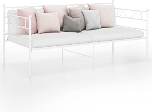 ZQQLVOO Bettgestell Familienbett Palettenbett Schlafsofa Bettgestell Weiß Metall 90x200 cm