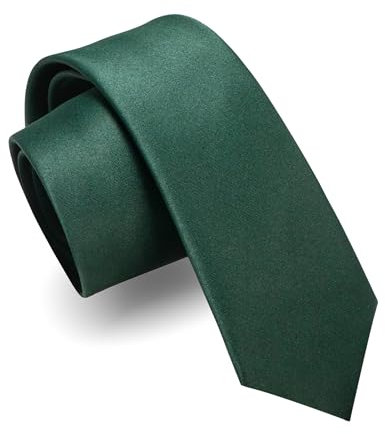 JEMYGINS Cravate Homme Mate 6CM Étroit Slim Plusieurs Couleurs Disponibles en Soie Compris Boîte vert foncé