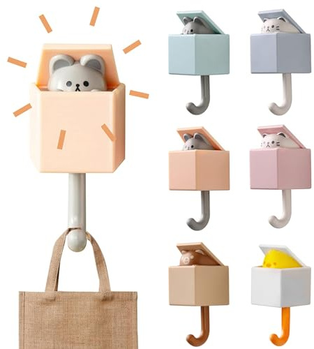6Stück Wandhaken Selbstklebend, Hochwertiger Abs-Kunststoff, Wandhaken Kinder,Vielseitige Haken, Abzieh- Und Klebe-Technologie, Breite Anwendung,Cat Key Hooks For Home, Kitchen, Hats, Keys (6Stück)