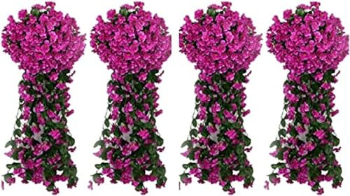 Glicine Edera Fiore Artificiale Viola Muro Fiore Artificiale Adatto per la casa Giardino Matrimonio Balcone Decorazione con appendere Fiore Artificiale (Set 1,Taglia unica)
