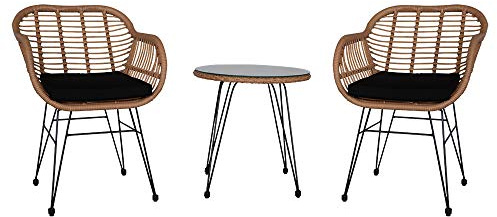 LEADZM 3PCS Gartenmöbel Set,Balkonmöbel,Möbel für 2 Personen,Balkonmöbel, 2 Stühle und EIN Tisch,Gehärtetes Glas,Metallrahmen,für Gärten, Terrasse, Balkon, Schwimmbäder