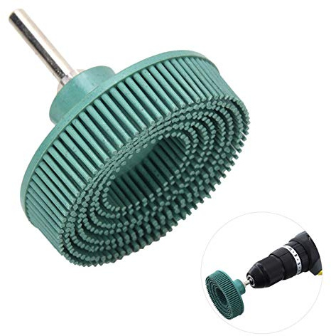 Disco de cerdas de 3 pulgadas, cepillo abrasivo de caucho de esmeril, muela abrasiva de pulido y desbarbado, disco de eliminación de revestimiento abrasivo de grano para metal con (Verde)