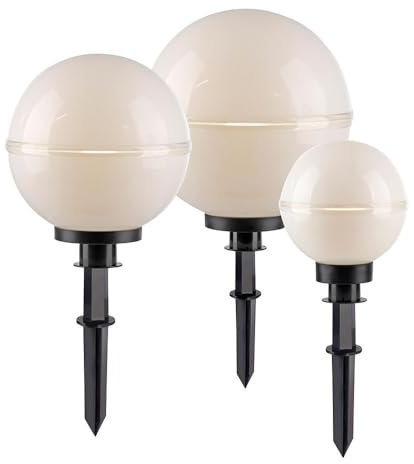 Gartendeko Erdspieß Gartenlampe LED Kugellampe dimmbar mit Fernbedienung Stecklampe Terrassenlampe Außenlampe, RGB Farbwechsel, 8,5W 806lm warmweiß, 3er Set