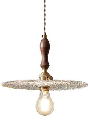 Hobaca Lampes Suspendues Japonaises Nordiques E27 Abat-jour En Verre Créatif Rétro Restaurant Bar Cuisine Île Noyer Lustres Réglable 20cm Plafond Suspendus