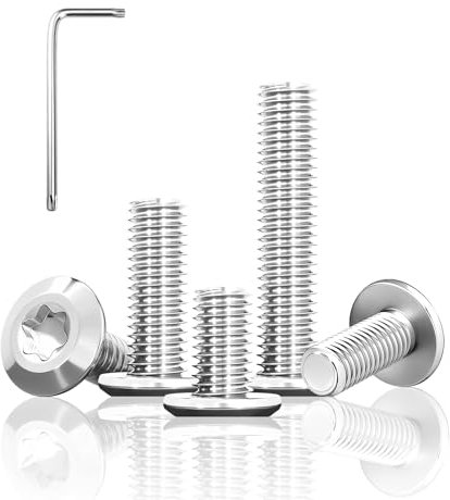 Lot de 20 vis à tête plate M6 x 20 Torx M6 en acier inoxydable Vis à tête bombée M6 A2 V2A Vis à tête fraisée M6 Filetage complet Vis de machine avec clé Torx