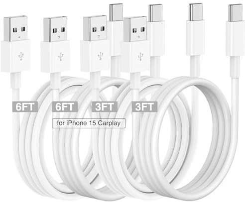 Car Carplay Cable for iPhone 17 16 15 Charger Cord,3/3/6/6FT USB A to USB C Cable for iPhone 17 Pro Max/16 Pro/15 Plus Charger,USB C Car Charger for Apple 17 Air/16 Pro Max/16e/15/iPad Pro