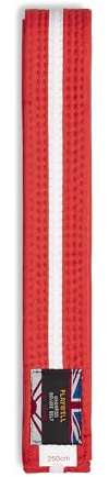 Playwell Martial Arts Baumwollgürtel mit weißen Streifen – (Karate, Judo Taekwondo), Oranger Gürtel mit weißen Streifen, 220cm
