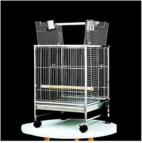 DOLPTBEZM Vogelkäfige Vogelkäfig Edelstahl Ling Quadratischer Käfig Schwarz Phoenix Lebender Papageienkäfig Mit Ständer Zierkäfig Für Sittiche Liebesvögel Kakadus Finken Vogeltrans