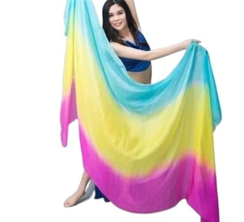 MZSKLW Bauchtanz Seidenschal Rainbow Gradent Damen Bauchtanz Seidenschleier Bauchtanz Zubehör 250 cm 270 cm Bauchtanz Seidenschleier Schals(Color 13,200X90cm-Girl)