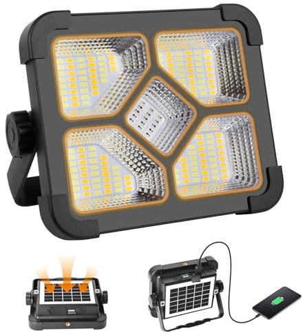 ERAY Work Lights Portable Rechargeable Magnetic, 4 Color Modes/USB Output/IP66 Waterproof, 3600mAh Solar Camping Light Versatile Job Site Flood Light for Tent Workshop Garage Car Repairing Emergency