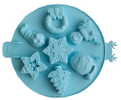 Silikonform Weihnachten, 7 Hohlräume Silikon Backform Weihnachten, 3D Wiederverwendbar Weihnachten Silikonform, Silikonformen Weihnachten Geeignet für Lebkuchenmänner Kuchen Schokolade Gelee