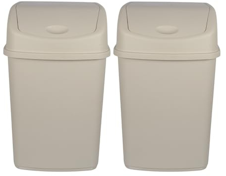 Jolie Max (Set of 2 Double Bin. 55L Extra Large Recycling Bins with Swing Lid – Durable Plastic Dustbin for Waste Management, Home & Office Use – Easy to Clean, 110L Total Capacity (BEIGE)