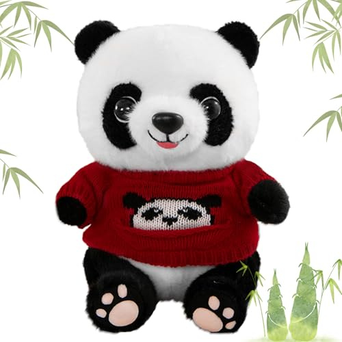 MeYuxg Panda Plüschtier, 25 cm, PP-Baumwolle, mit rotem Pullover, Geschenk für Kinder, Mädchen und Erwachsene zum Geburtstag, Weihnachten und Partys