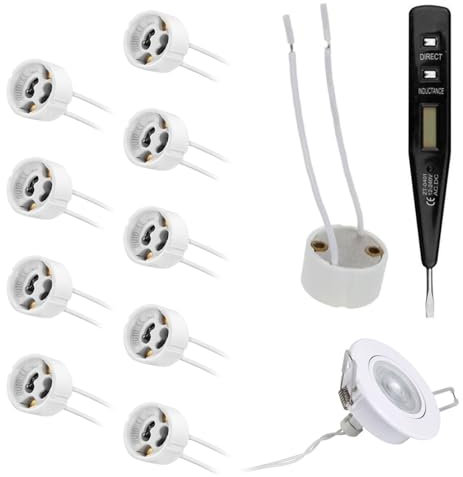 GU10 Support de Lampe Connecteur Lampe Base GU10 Culot Céramique Douille Connecteur Base en Créramique avec Câble pour Lampes LED et Halogène 10 PCS ﻿