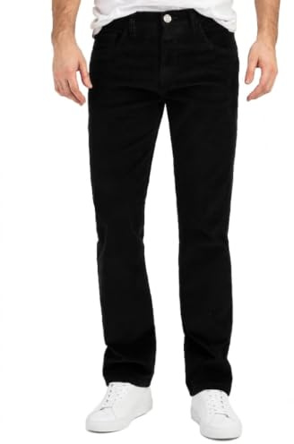 Rock Creek Pantaloni da uomo in velluto a coste Regular Fit H-399, Nero , 40W x 32L