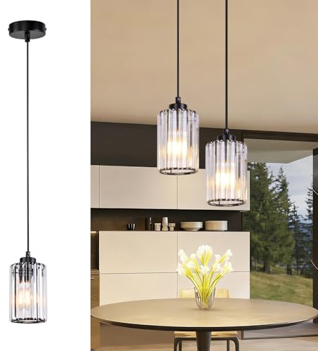ZMH Pendelleuchte Esstisch Hängelampe Wohnzimmer - Hängeleuchte Kristall 1 | Flammig Esstischlampe Hängend E27 Pendellampe Modern Esszimmerlampe für Küche Schlafzimmer Esszimmer (ohne Leuchtmittel)
