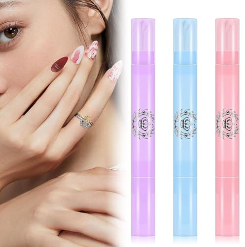 WUSJCOF Pack de 3 unidades Pluma Correctora de Esmalte de Uñas, Herramienta de Corrección, removedor de errores de uñas recargable, con 9 Puntas de Repuesto y cabezales de algodón (Lila, Azul, Rosa)