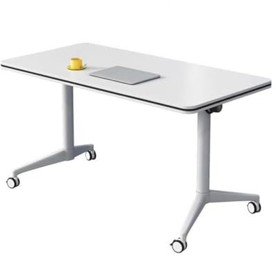Junpllvic Konferenztisch, Moderner Mobiler Klappbarer Büro-Computertisch Für Besprechungsraum Arbeitszimmer Sitzungssaal Besprechungsraum, Schulungstische Bürokonferenz Mit Feststellrollen, Weiß