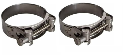 2x Auspuffschelle T-Bolzen-Schlauchschelle 304 Edelstahl Motorrad Auspuff Schellen Auspuffrohr Klemme Universal Auspuffschelle Rohrverbinder für Autos, Motorräder, Turbinen, Abwasserrohre (60-63mm)