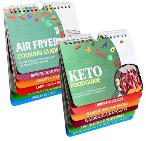 Set da 2 Ricette Friggitrice ad Aria,Dieta Chetogenica, Friggitrice ad Aria con tempi e temperature di cottura multipli per 133 alimenti, incluso un piano dietetico chetogenico