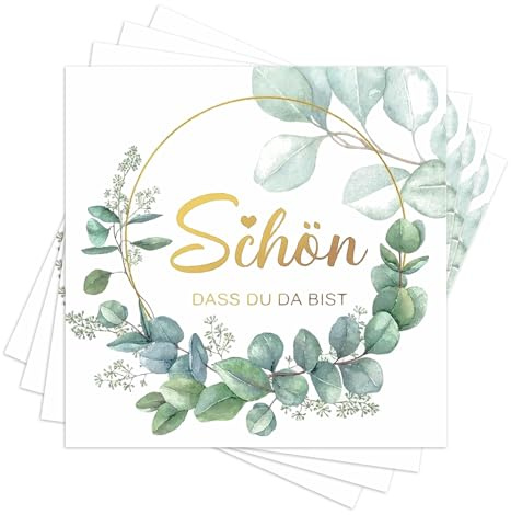 Eukalyptus Grün Servietten Schön Dass Du Da Bist,60 Stück Salbeigrün Grüne Servietten Hochzeit Frühling,Tisch Dekorationen,Mintgrün Hellgrün Kommunion,Papierserviette Einweg Napkins für Garten Party