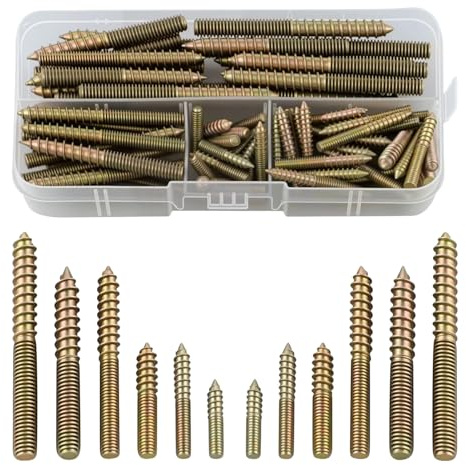 88 Pièces Vis Double Filetage Boulon M4/M5/M6 en acier au carbone,Boulons à Tête Double,galvanisées, auto-taraudeuses, pour raccords en bois, 20/30/45/50/60 mm