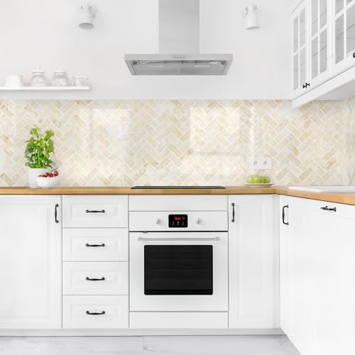 micasia Crédence de cuisine adhésive imperméable avec motif sans joint revêtement mural avec motif film rigide mat jaune fond de hotte imitation carrelage 2075 (400x70cm)