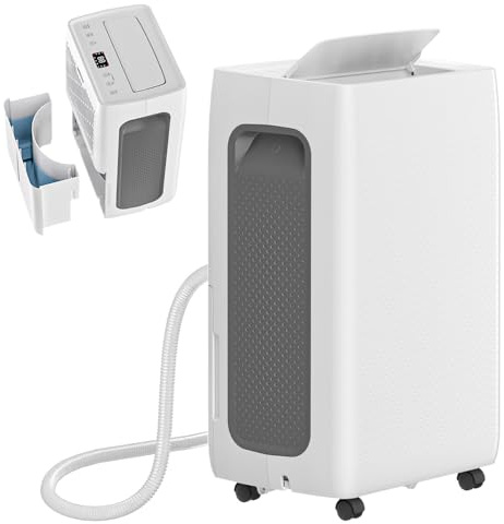Monucep Deshumidificador eléctrico sótano 26 L/24 h, deshumidificador eléctrico para habitaciones de hasta 150 m³/50 m², deshumidificador eléctrico con manguera de drenaje, filtro, temporizador 24H