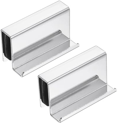 sourcing map 2Pcs 1.6 Inch Glass Finger Edge Pull, Steel Window Display Door Clips, Concealed Cabinet Door Handle for Drawers, Wardrobes, Display Glass Case, Furniture, Chrome Plating