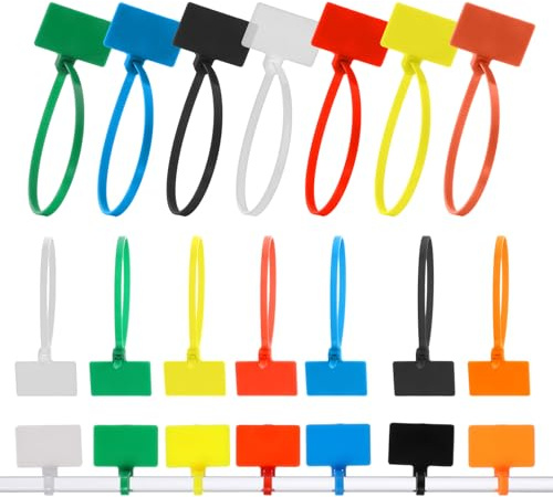 100 fascette stringicavo colorate da 11 x 2 cm, etichetta per cavi, in nylon colorato, con etichetta, marcatura dei cavi, regolabile, resistente ai raggi UV per la marcatura dei tubi