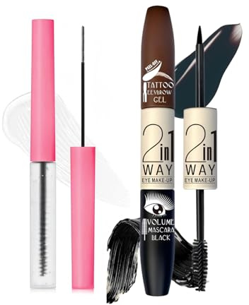 Gel de cejas y rímel 2 en 1, doble cabeza, duradero, resistente al agua y al sudor, incluye 5 ml de sérum para pestañas (03)