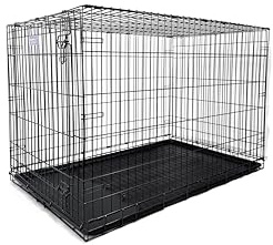 Simply Maison Single-Door Hundekäfig, Transportbox aus Draht für Heimtiere mit 1 Tür, Schwarz, mit Kunststoff-Bodenschale XXL => 122cm(L) x75,5cm(B) x80,5cm(H)