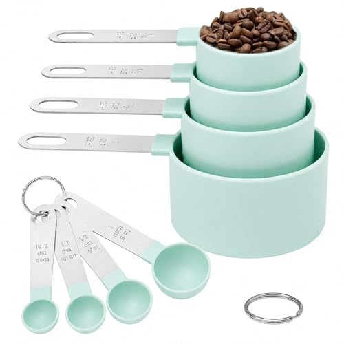 Measuring Cups and Spoons Set, Measuring Tools Includes 4 Nesting Measuring Cups & 4 Measuring Spoons with Stainless Steel Handle, Accurate Tablespoon for Dry and Liquid Ingredients