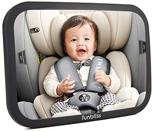 Retroviseur Voiture Bebe, Aucun Assemblage Requis,Miroir Siège Arrière de Bébé, Sécurité, Claire de Vue Avec Une Rotation 360°& Fonction d'Inclinaison Noir