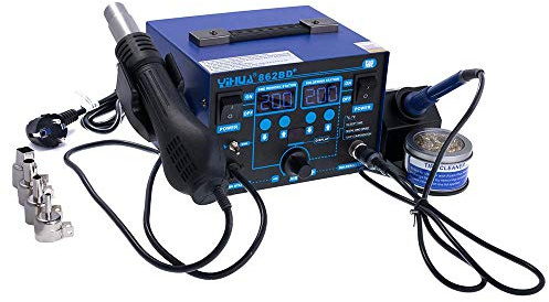 Yihua 862BD+ 2 in 1 Digitale Löt-Heißluftstation CPU-PID-Regler für beide 75W/650W 120L/Min Rework Station