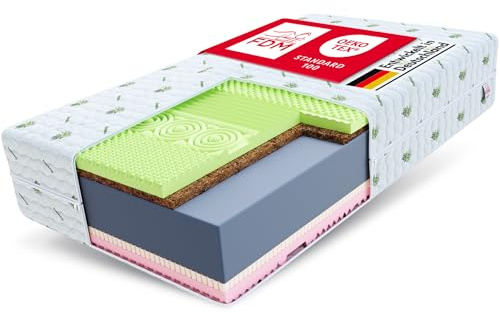 FDM Premium Matratze Savona Aloe Vera 80x200 cm 7 Komfortzonen Härtegrad H3 und H4 22 cm Hoch Doppelseitige Schaumstoffmatratze (Visco, Latex, Polyurethanschaum, Kokos, HR-Schaum) mit Aloe Vera Bezug