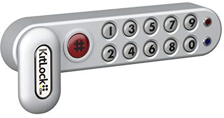 KitLock Elektronikschloss KL1000 | für Spinde Schließfächer und Möbel | schlüssellos mit Zahlenschloss | horizontal Rechtshänder | silber