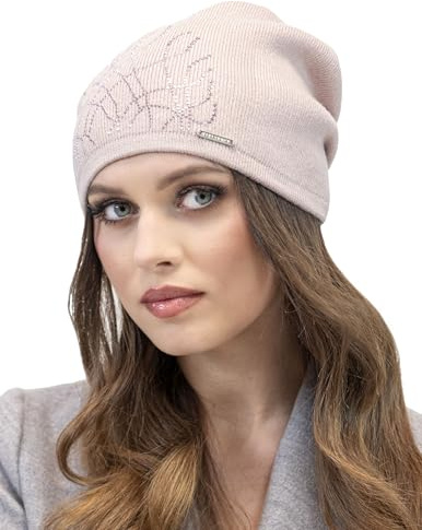VIVISENCE Damen Mütze Wintermütze Klassischem Schnitt Warme Gemütlich Wolle 7011, Rosa,Einheitsgröße