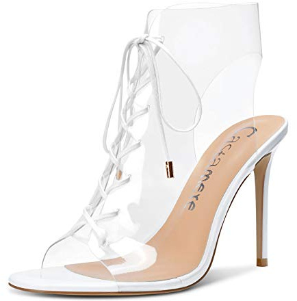 Castamere Donna Moda Sandali Trasparente Tacco a Spillo 10CM High Heels Bianco Scarpe EU 41.5