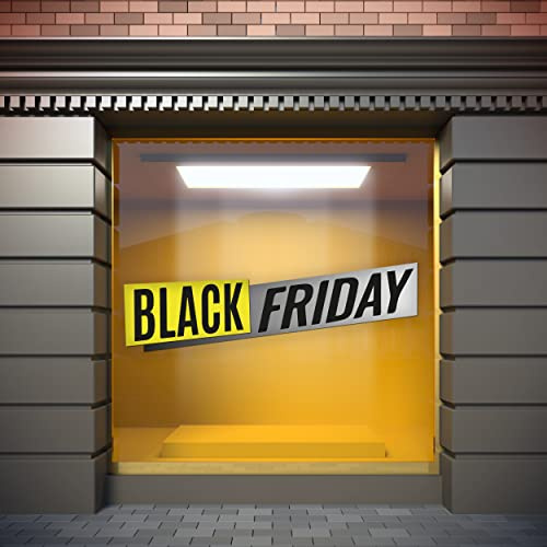 Oedim Vinilo Escaparates Rebajas Black Friday Amarillo, 100x30cm, Vinilo Adhesivo, Decora tu escaparate, Pegatinas Adhesivas Escaparate, Vinilos Negocios