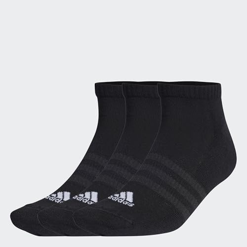 adidas Unisex Cushioned Low-Cut Socks 3 Pairs, Black / White, 37-39