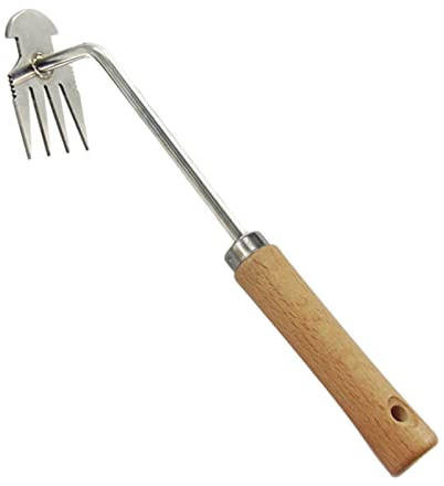 Fowybe Manueller Handjäter,Handjäter Kleine Hacke - Unkrautstecher, Handwerkzeug, Gartenhacke aus Edelstahl zum Jäten, Graben, Kultivieren