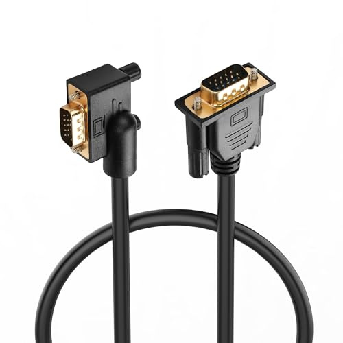 PNGKNYOCN 90 Degree VGA RGB Cable, 1080P Full HD Left Angle VGA Male to VGA Male Monitor Cable for Computer Monitor Projector and More 0.5M (L) ﻿